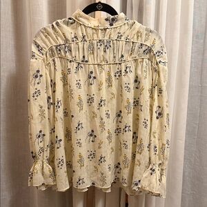 ba&sh Cream and Blue Floral Blouse
